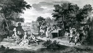 美しい夏の日の茂みの木陰で... c。1710 作： Bernard Picart